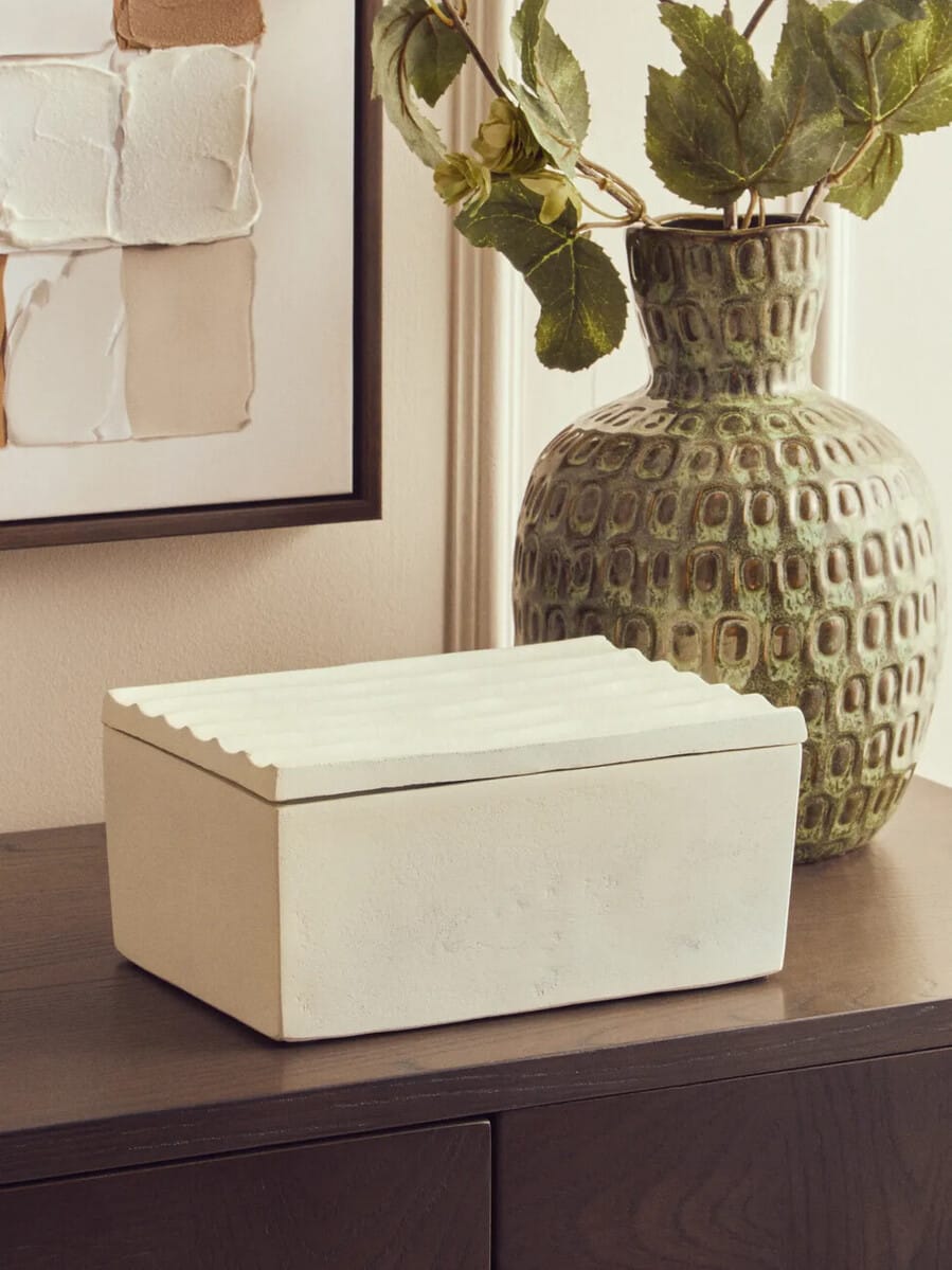 Esperance Accessories Mira Large Ivory Finish Rippled Box House of Isabella UK