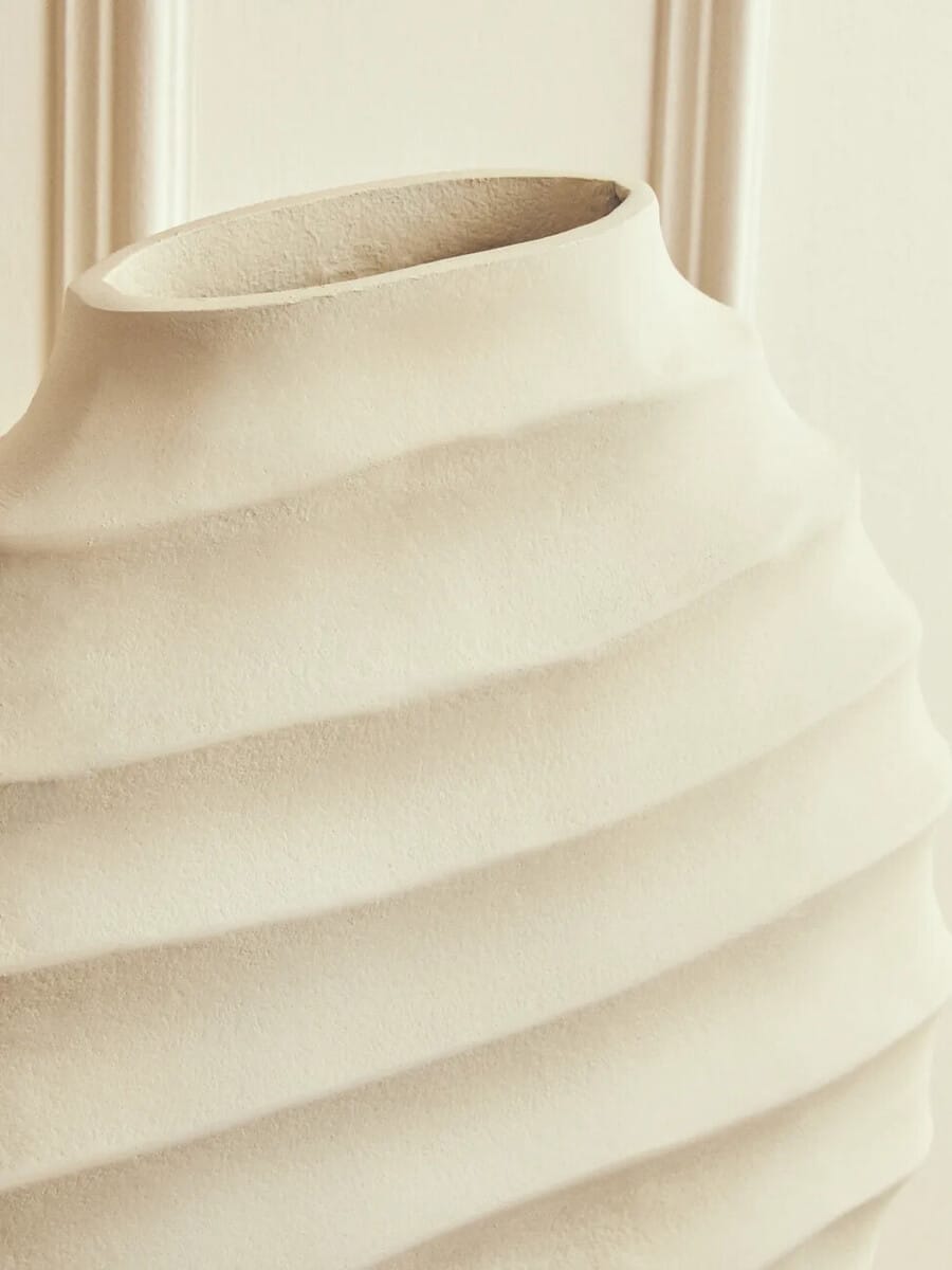 Esperance Accessories Mira Large Ivory Finish Rippled Round Vase House of Isabella UK
