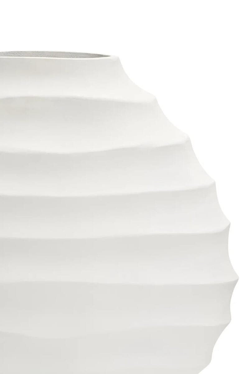 Esperance Accessories Mira Large Ivory Finish Rippled Round Vase House of Isabella UK