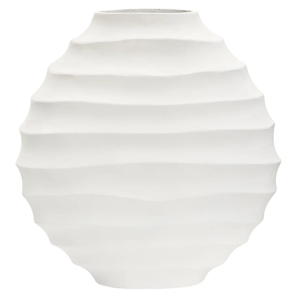 Esperance Accessories Mira Large Ivory Finish Rippled Round Vase House of Isabella UK