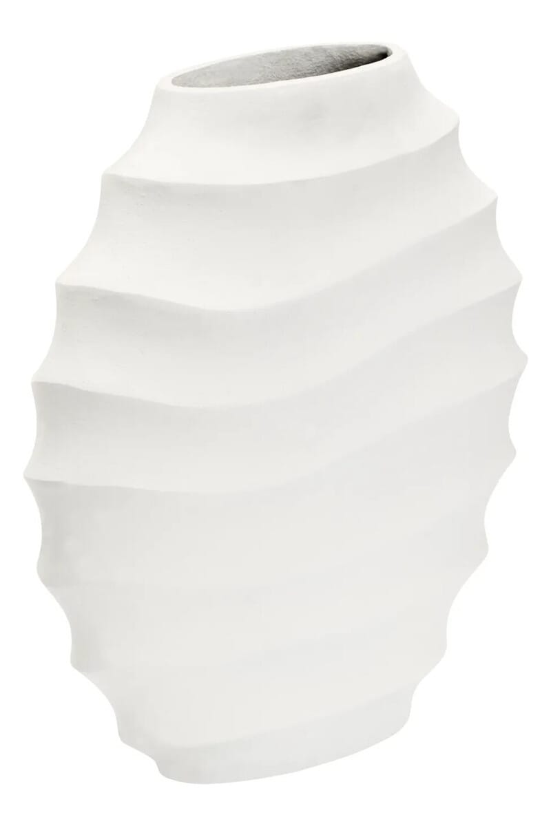 Esperance Accessories Mira Small Ivory Finish Rippled Round Vase House of Isabella UK