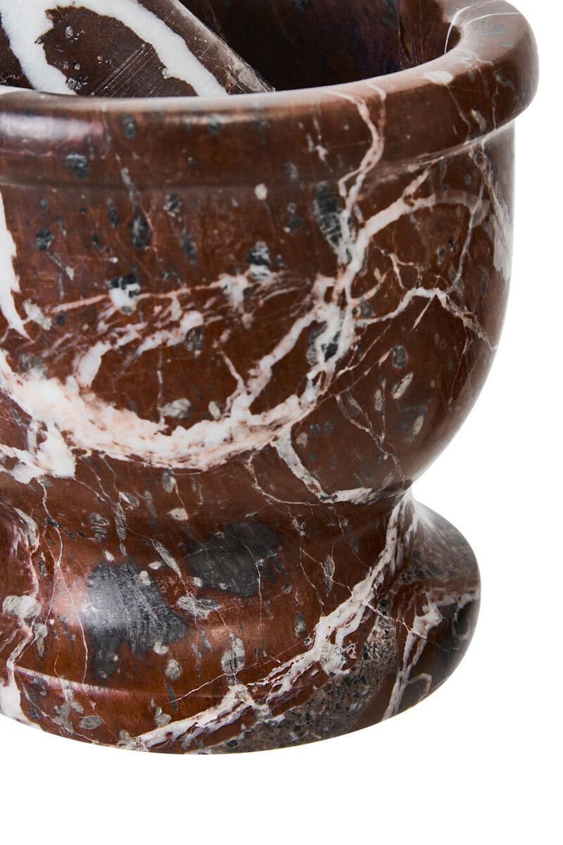 Esperance Accessories Salmo Red and White Marble Mortar and Pestle House of Isabella UK