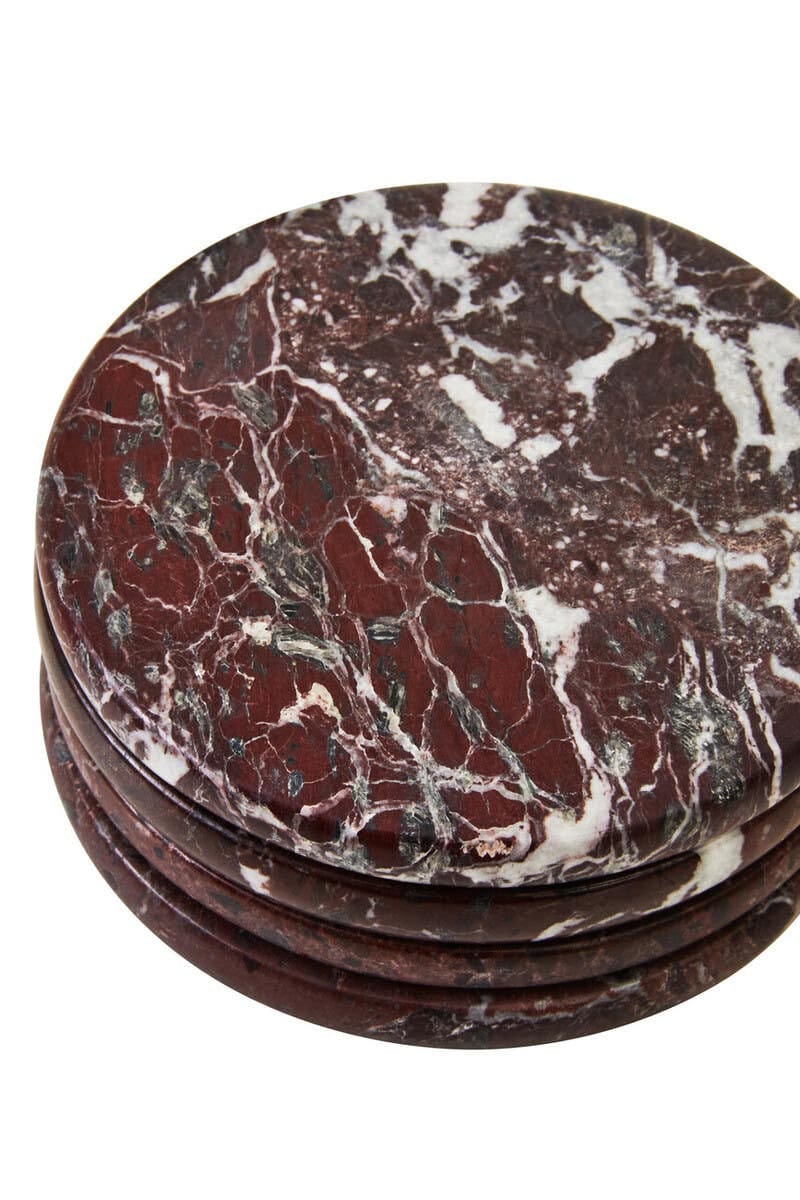 Esperance Accessories Salmo Set of Four Red Marble Coasters House of Isabella UK