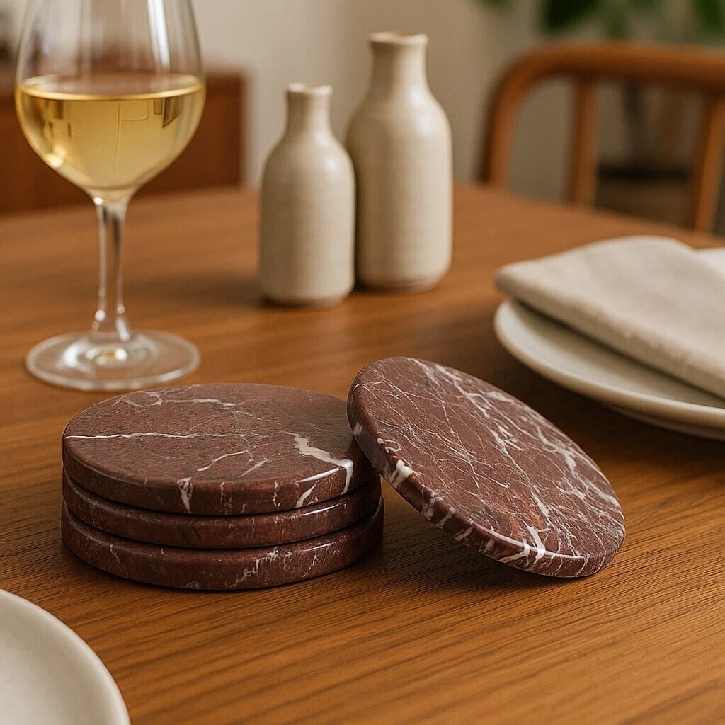 Esperance Accessories Salmo Set of Four Red Marble Coasters House of Isabella UK