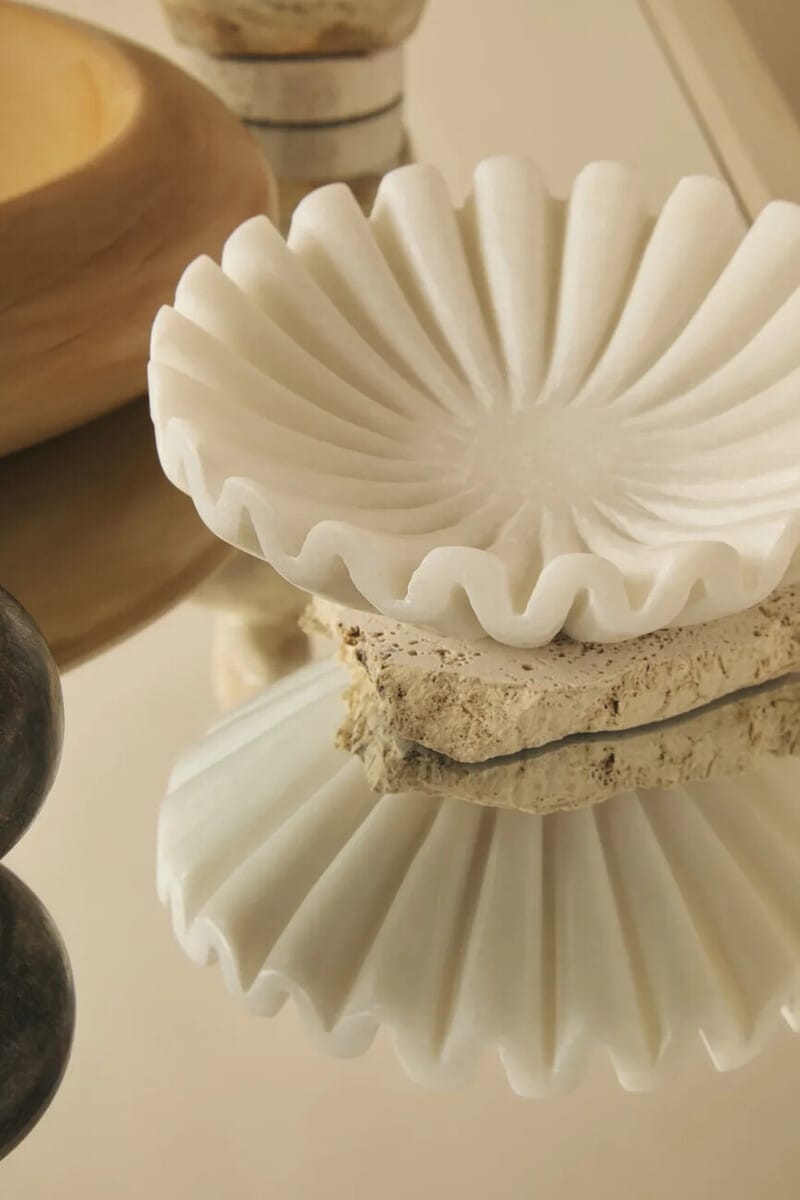 Esperance Accessories Savio White Fluted Marble Trinket Bowl House of Isabella UK