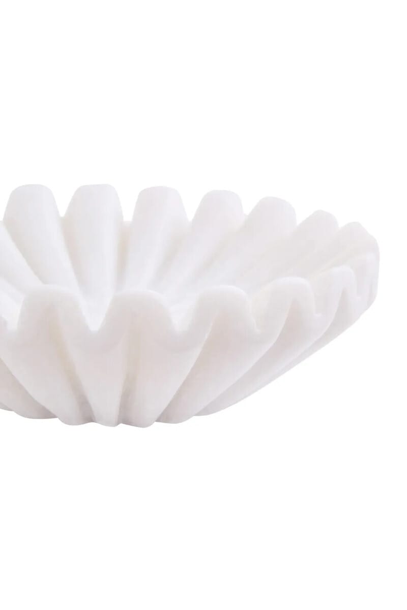 Esperance Accessories Savio White Fluted Marble Trinket Bowl House of Isabella UK