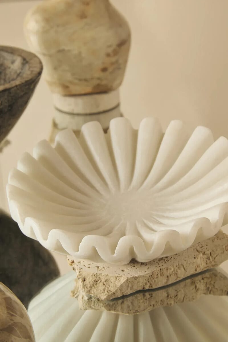 Esperance Accessories Savio White Fluted Marble Trinket Bowl House of Isabella UK