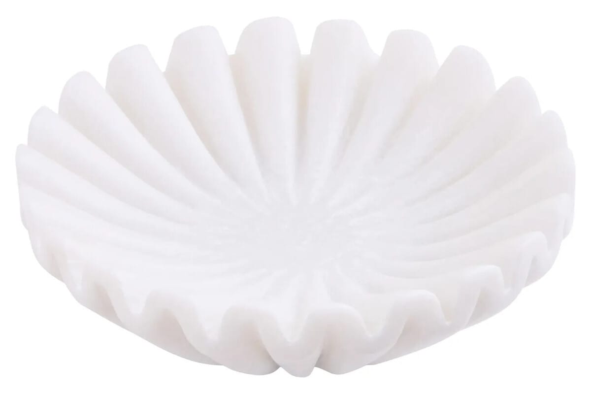 Esperance Accessories Savio White Fluted Marble Trinket Bowl House of Isabella UK
