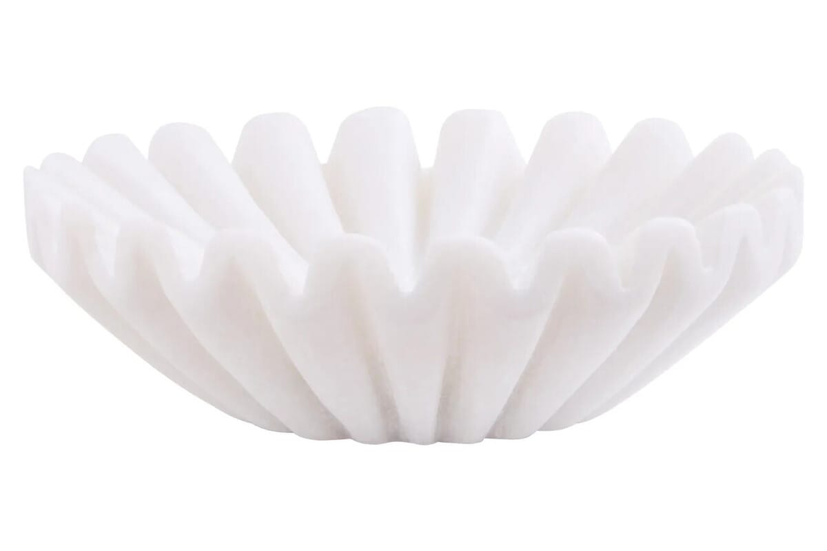 Esperance Accessories Savio White Fluted Marble Trinket Bowl House of Isabella UK