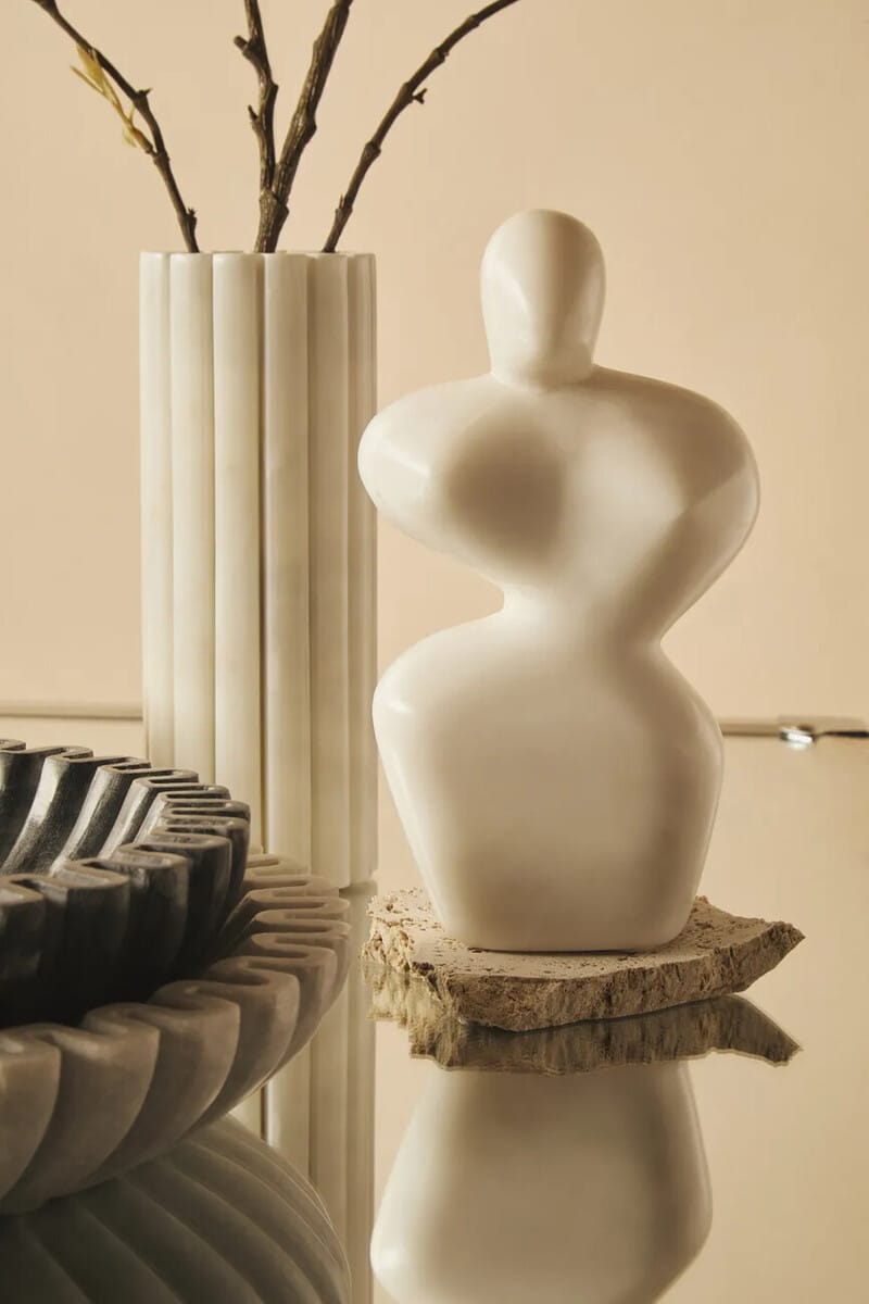 Esperance Accessories Savio White Marble Abstract Sculpture House of Isabella UK