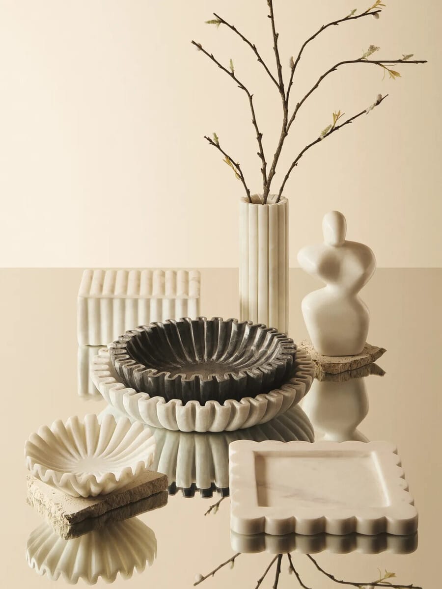 Esperance Accessories Savio White Marble Abstract Sculpture House of Isabella UK