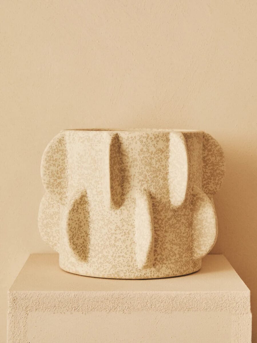 Esperance Accessories Sidra Small Cream Textured Planter House of Isabella UK