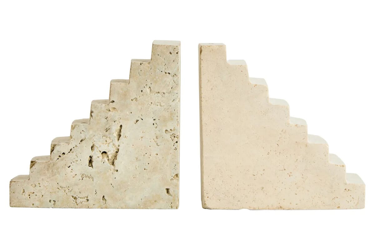 Esperance Accessories Tibor Travertine Set of Two Stair Design Bookends House of Isabella UK