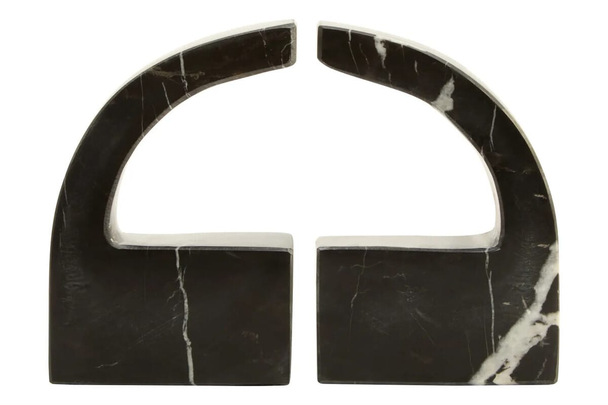 Esperance Accessories Zoro Black and White Marble Set of Two Comma Bookends House of Isabella UK