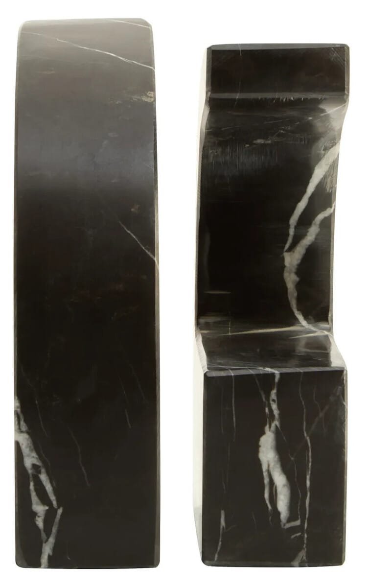 Esperance Accessories Zoro Black and White Marble Set of Two Comma Bookends House of Isabella UK