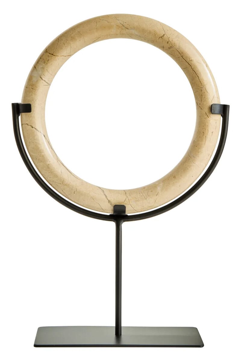 Esperance Accessories Zoro Cream Marble Ring Sculpture on Metal Stand House of Isabella UK