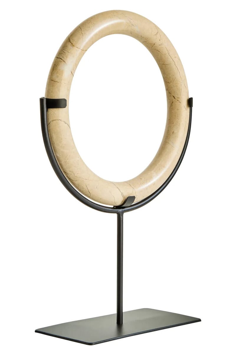 Esperance Accessories Zoro Cream Marble Ring Sculpture on Metal Stand House of Isabella UK