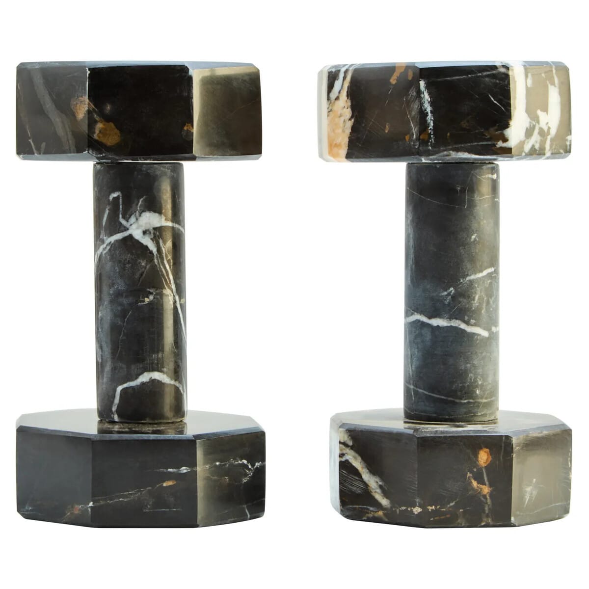 Esperance Accessories Zoro Set of Two Decorative Black and White Marble Dumbbells House of Isabella UK