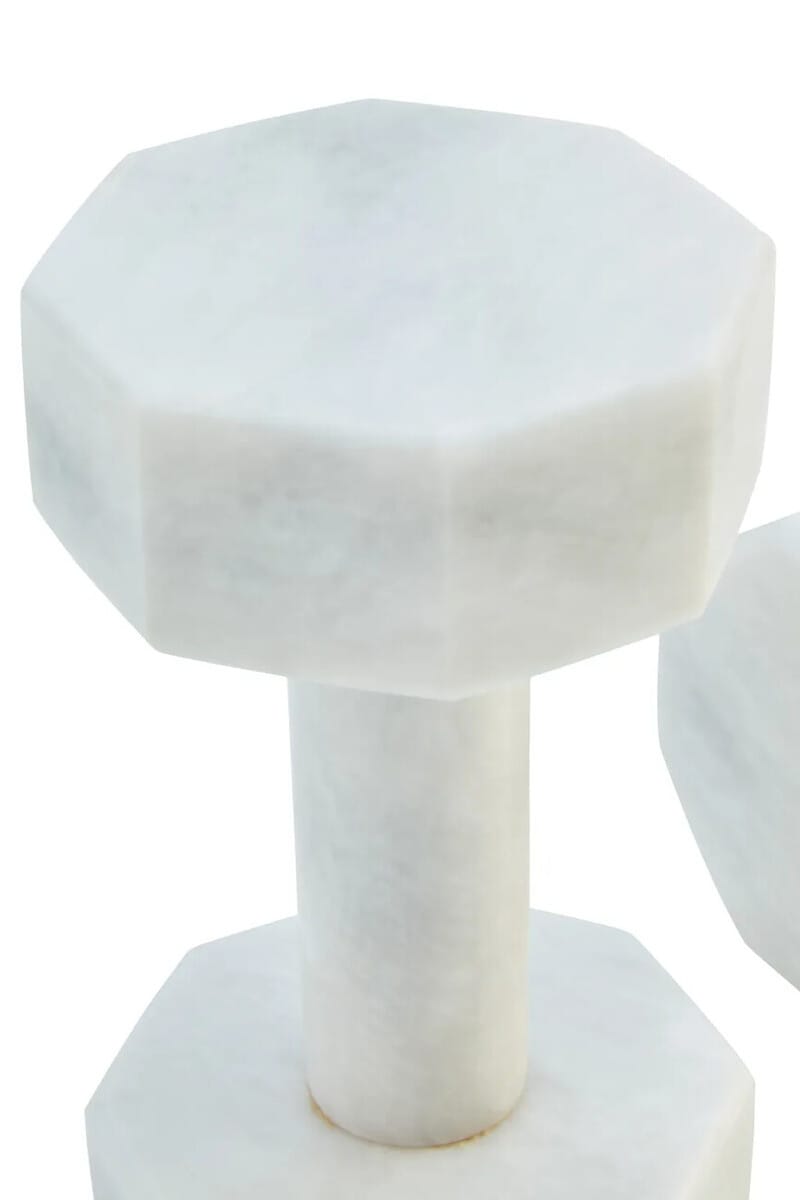 Esperance Accessories Zoro Set of Two Decorative White Marble Dumbbells House of Isabella UK