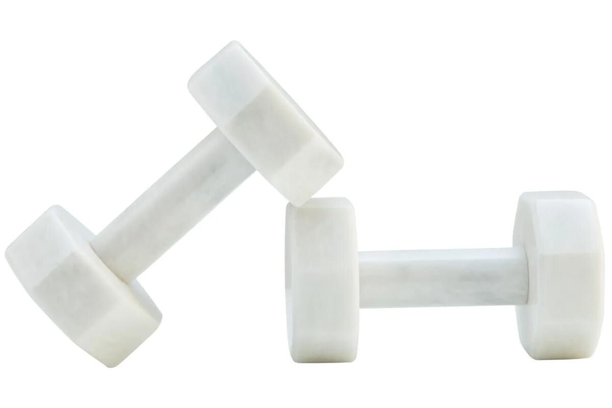 Esperance Accessories Zoro Set of Two Decorative White Marble Dumbbells House of Isabella UK
