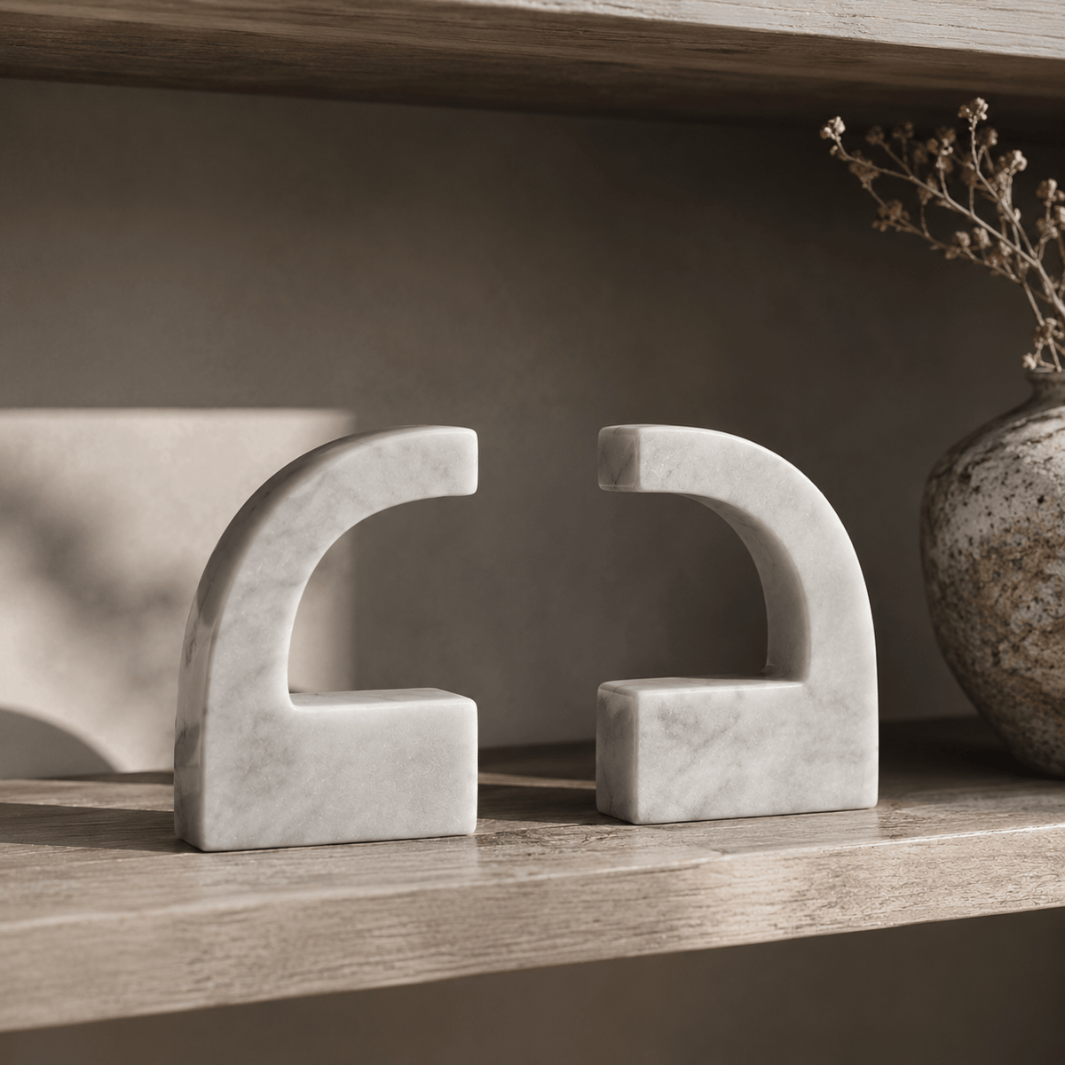 Esperance Accessories Zoro White Marble Set of Two Comma Bookends House of Isabella UK