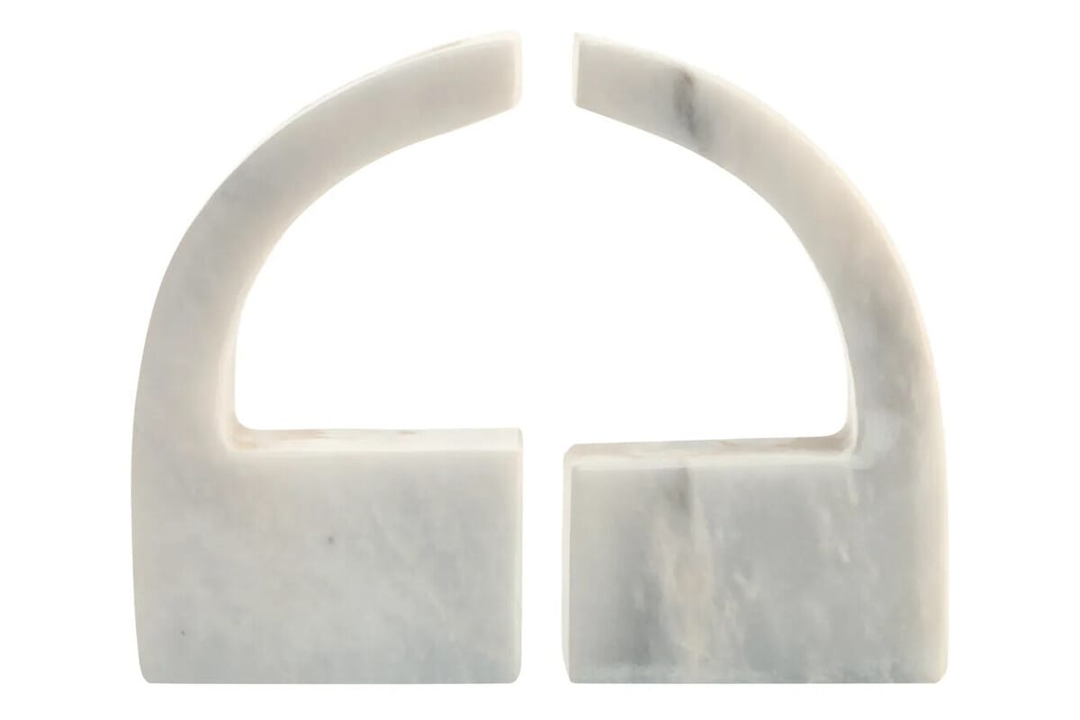 Esperance Accessories Zoro White Marble Set of Two Comma Bookends House of Isabella UK