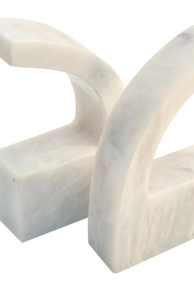 Esperance Accessories Zoro White Marble Set of Two Comma Bookends House of Isabella UK