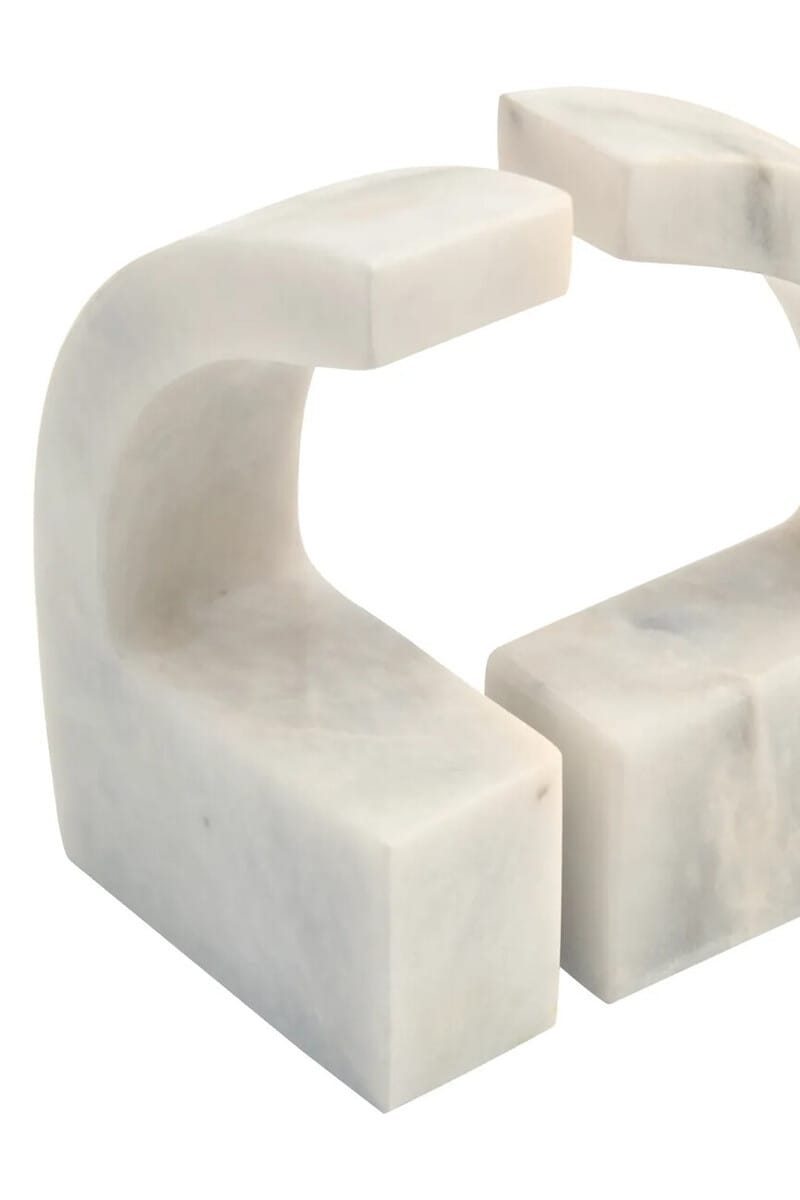 Esperance Accessories Zoro White Marble Set of Two Comma Bookends House of Isabella UK