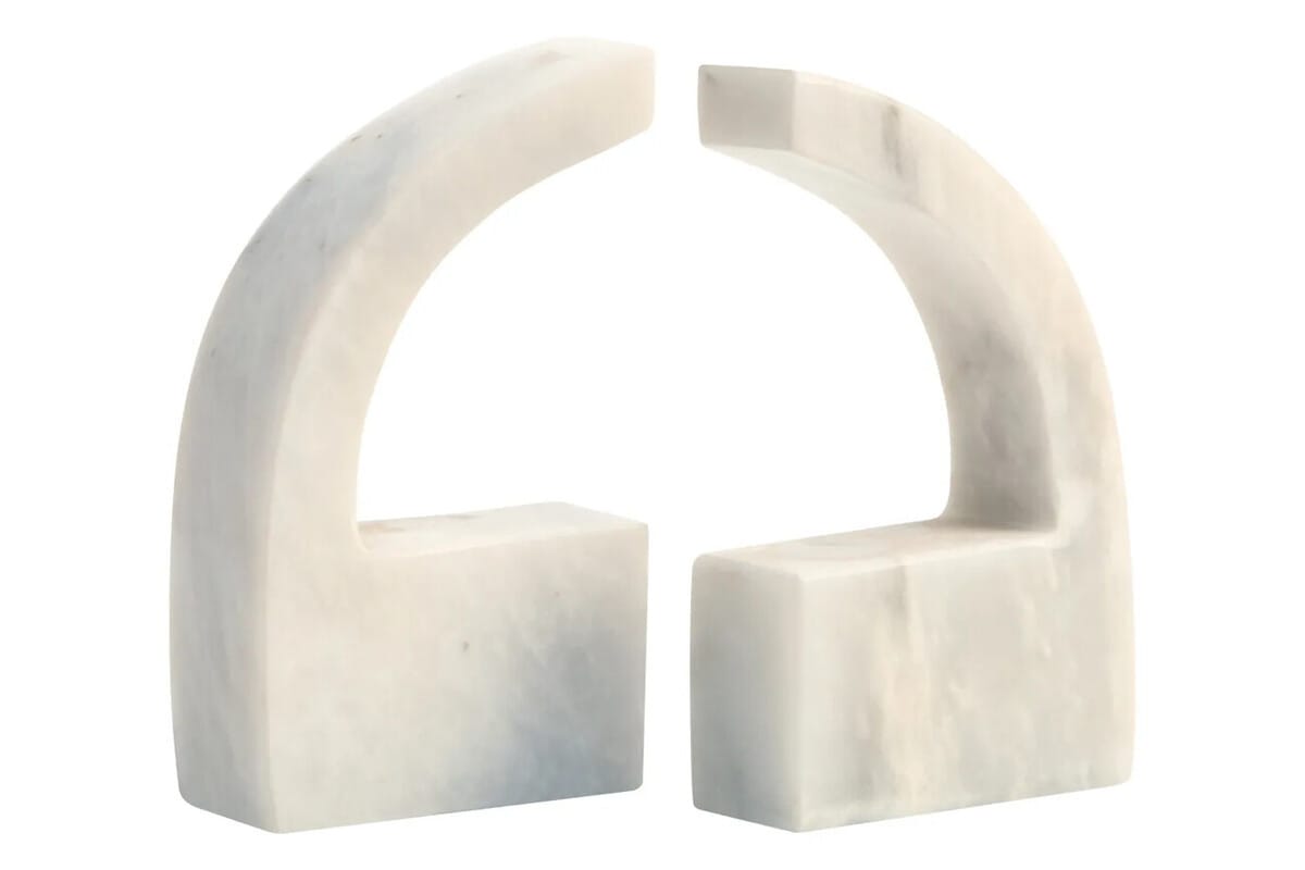 Esperance Accessories Zoro White Marble Set of Two Comma Bookends House of Isabella UK
