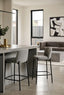 Esperance Dining Maxwell Set of 2 Light Grey Textured Fabric Bar Chairs with Black Legs House of Isabella UK