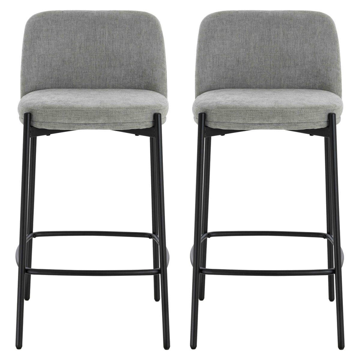 Esperance Dining Maxwell Set of 2 Light Grey Textured Fabric Bar Chairs with Black Legs House of Isabella UK