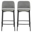 Esperance Dining Maxwell Set of 2 Light Grey Textured Fabric Bar Chairs with Black Legs House of Isabella UK