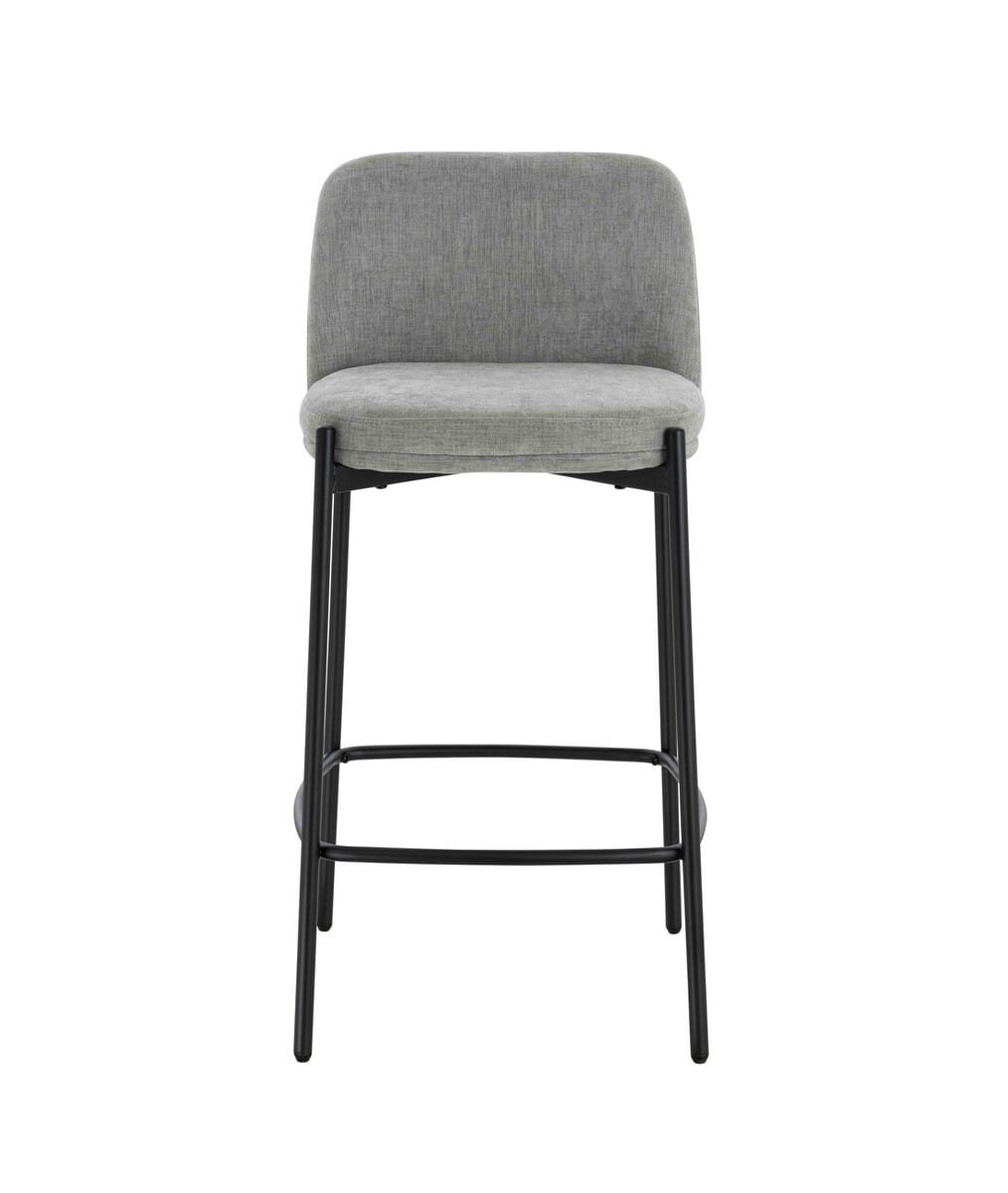 Esperance Dining Maxwell Set of 2 Light Grey Textured Fabric Bar Chairs with Black Legs House of Isabella UK