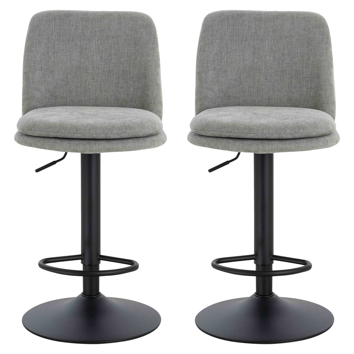 Esperance Dining Maxwell Set of 2 Light Grey Textured Fabric Cushioned Bar Chairs House of Isabella UK