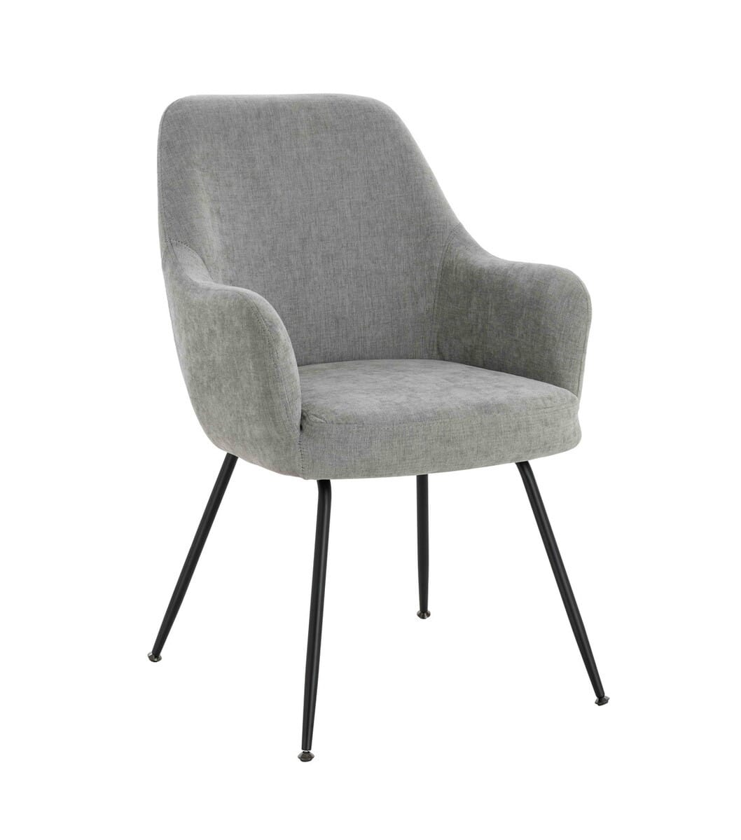 Esperance Dining Maxwell Set of 2 Light Grey Textured Fabric Dining Chairs with Arms House of Isabella UK