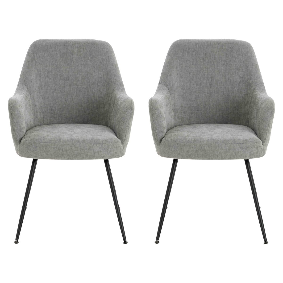 Esperance Dining Maxwell Set of 2 Light Grey Textured Fabric Dining Chairs with Arms House of Isabella UK