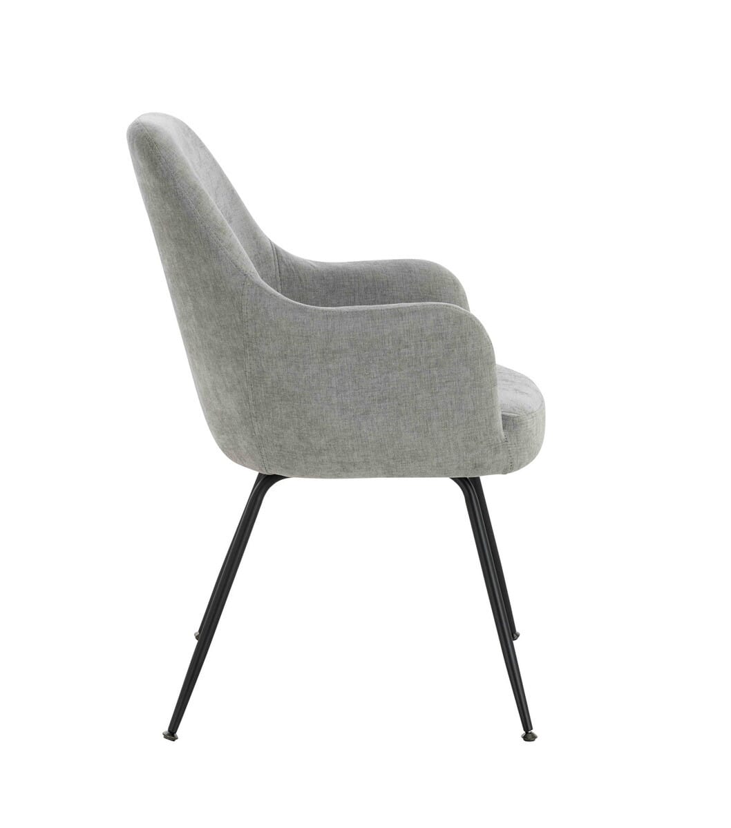 Esperance Dining Maxwell Set of 2 Light Grey Textured Fabric Dining Chairs with Arms House of Isabella UK