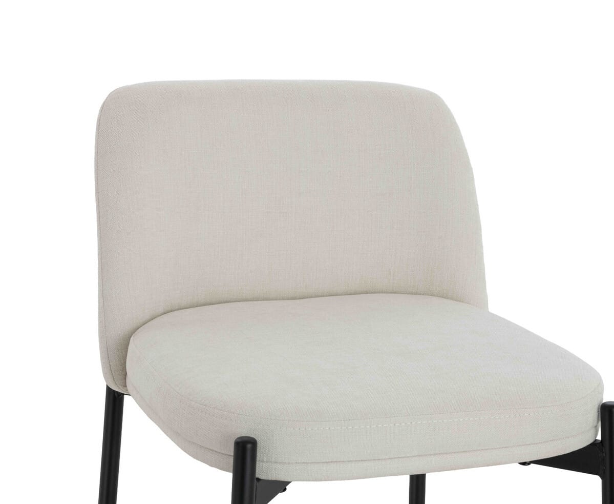 Esperance Dining Maxwell Set of Two Beige Textured Fabric Bar Chairs with Black Legs House of Isabella UK