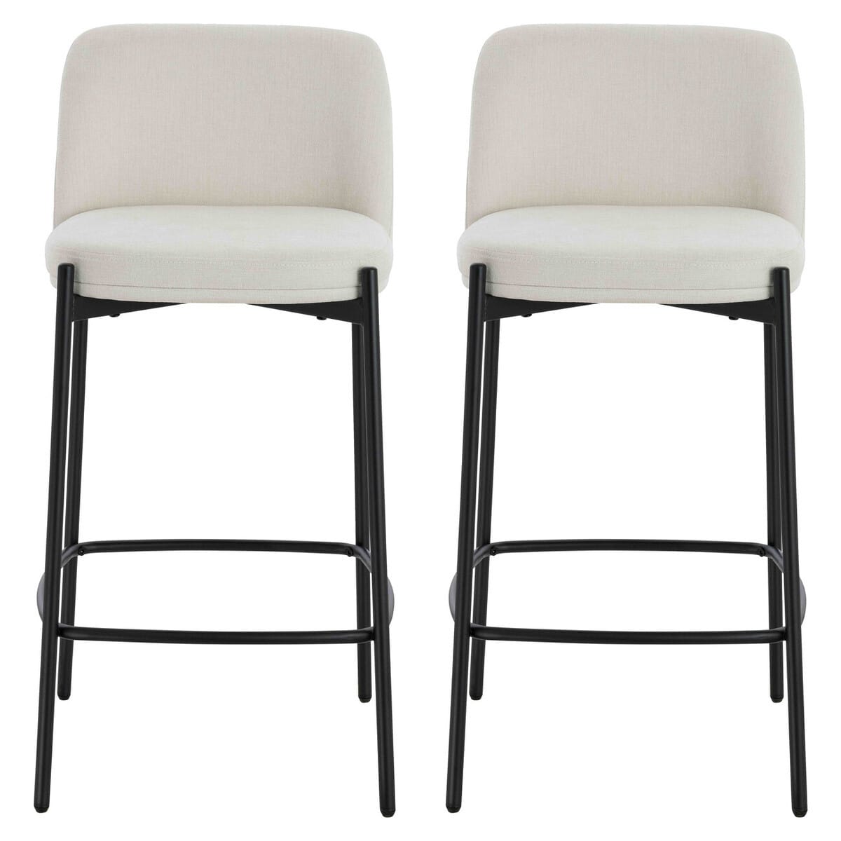 Esperance Dining Maxwell Set of Two Beige Textured Fabric Bar Chairs with Black Legs House of Isabella UK