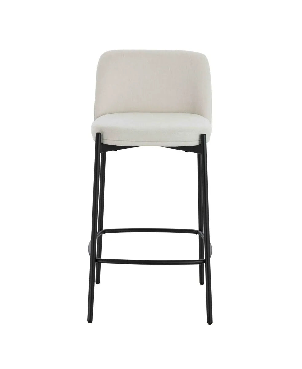 Esperance Dining Maxwell Set of Two Beige Textured Fabric Bar Chairs with Black Legs House of Isabella UK