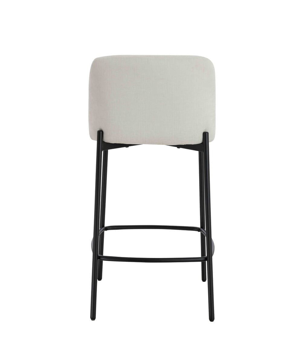 Esperance Dining Maxwell Set of Two Beige Textured Fabric Bar Chairs with Black Legs House of Isabella UK
