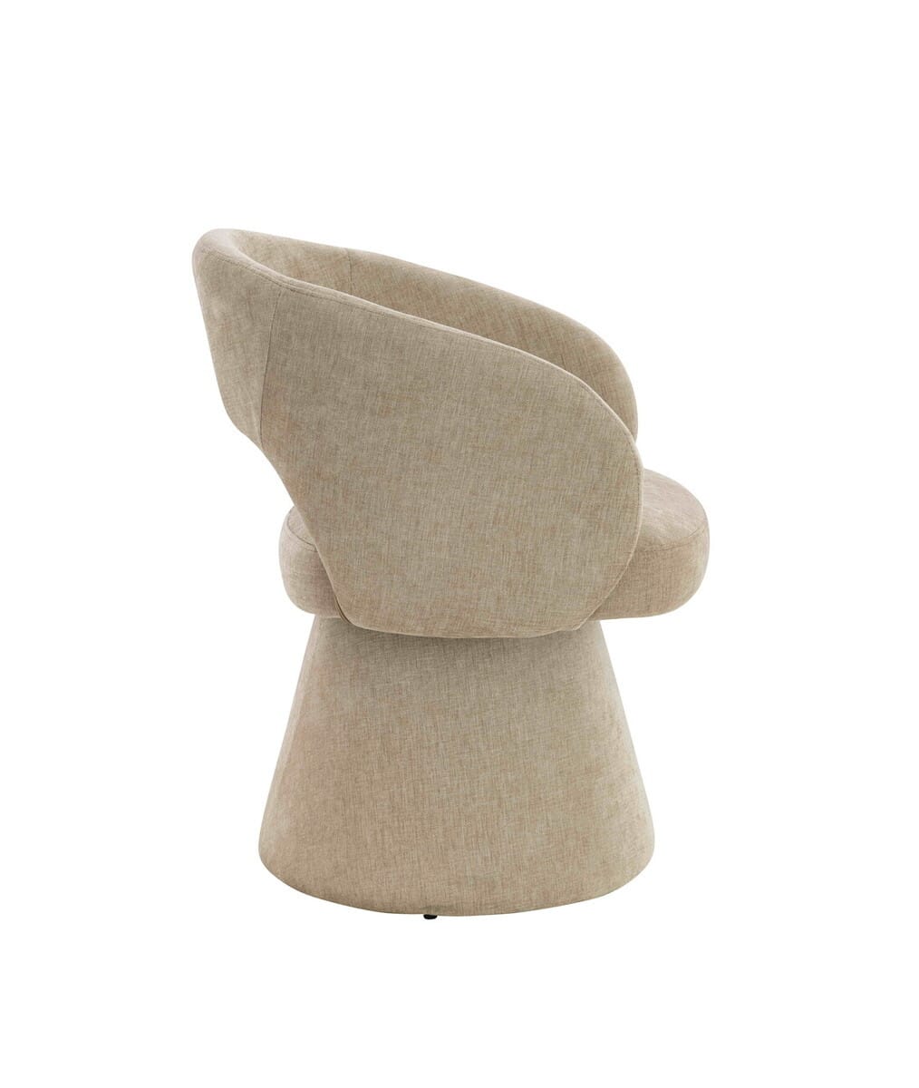 Esperance Dining Maxwell Stone Chenille Curved Swivel Dining Chair House of Isabella UK