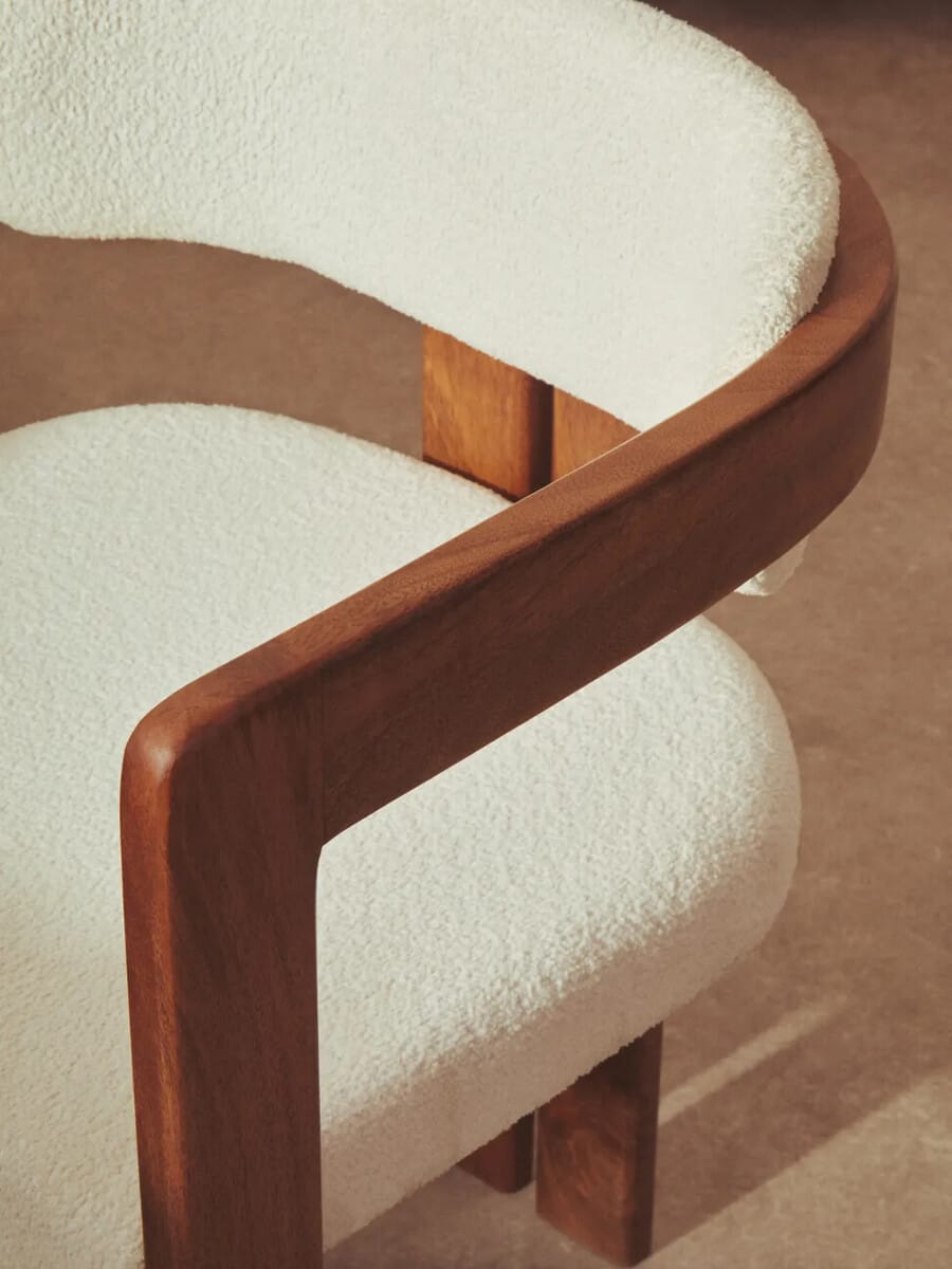 Esperance Dining Torello Boucle Fabric and Mango Wood Dining Chair House of Isabella UK