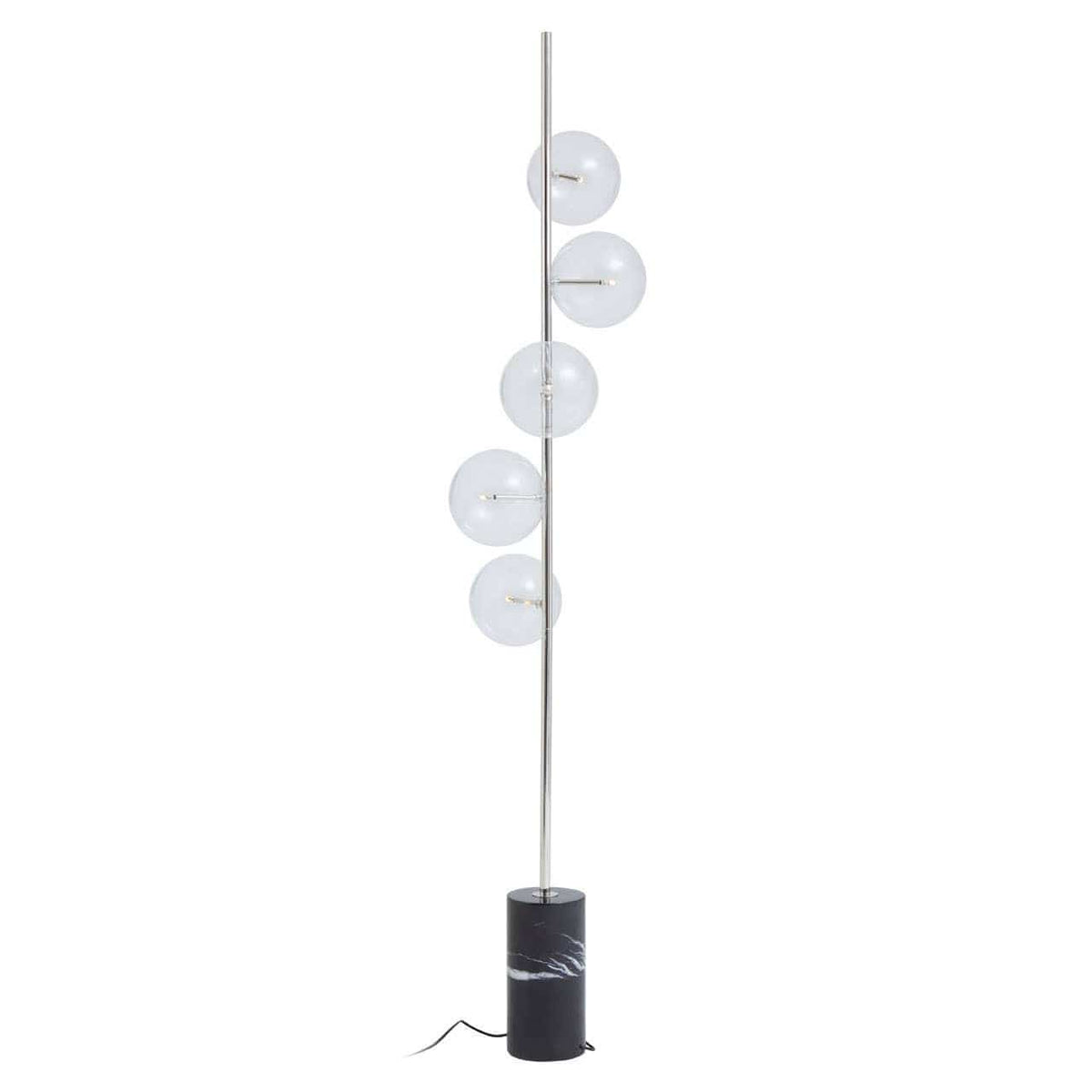 Esperance Lighting Abira Black Marble and Nickel Finish 5 Bulb Floor Lamp House of Isabella UK