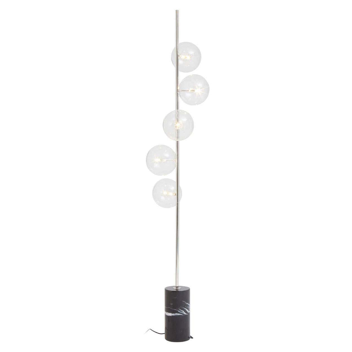Esperance Lighting Abira Black Marble and Nickel Finish 5 Bulb Floor Lamp House of Isabella UK