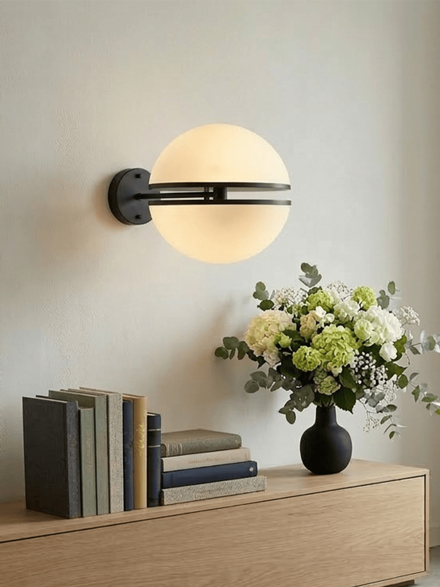 Esperance Lighting Abira Matt Black Ball Wall Light House of Isabella UK