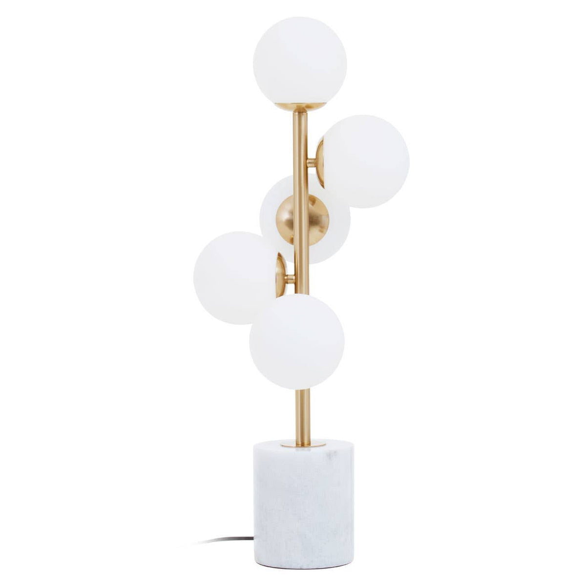 Esperance Lighting Abira White Marble and Brushed Brass 5 Bulb Table Lamp House of Isabella UK