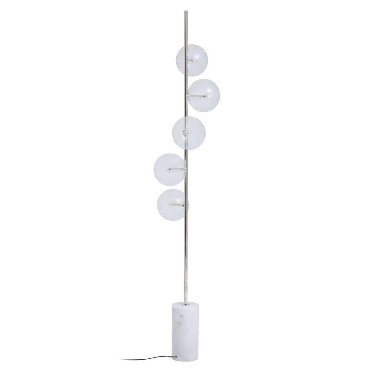 Esperance Lighting Abira White Marble and Nickel Finish 5 Bulb Floor Lamp House of Isabella UK
