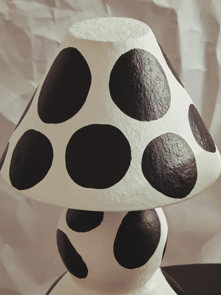 Esperance Lighting Carta Black and White Polka Dot Papier Mache Table Lamp House of Isabella UK