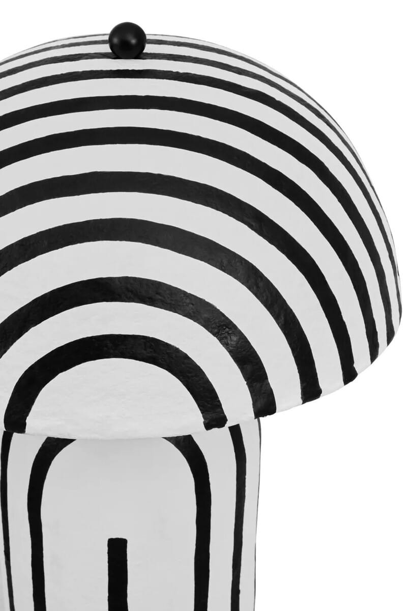 Esperance Lighting Carta Black and White Stripe Papier Mache Domed Floor Lamp House of Isabella UK